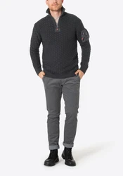 Timezone Strickpullover 3D-Schachbrettmuster Schultertasche (8025) Schwarz
