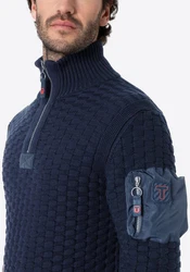 Timezone Strickpullover 3D-Schachbrettmuster Schultertasche (8025) Dunkelblau