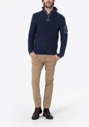 Timezone Strickpullover 3D-Schachbrettmuster Schultertasche (8025) Dunkelblau