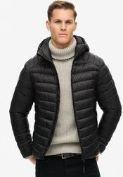Superdry Steppjacke Hooded Fuji Sport Padded JKT Schwarz/Grau/Dunkelgrau