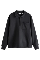 Next Sweatshirt Jersey-Sweatshirt Reißverschluss am Polokragen Schwarz/Dunkelgrau/Dunkelblau/Grau