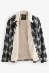 Next Hemdjacke aus Cord mit Teddyfutter Creme/Blau/Hellblau/Grau