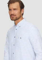 s.Oliver Langarmhemd Regular Fit mit Button-Down-Kragen Hellblau/Grau