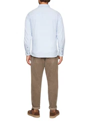 s.Oliver Langarmhemd Regular Fit mit Button-Down-Kragen Hellblau/Grau