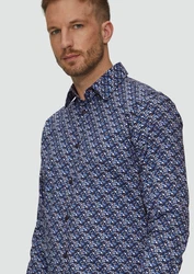 s.Oliver Langarmhemd Slim Fit Dunkelblau/Blau/Lila