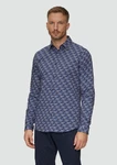 s.Oliver Langarmhemd Slim Fit Dunkelblau/Blau/Lila