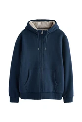 Next Kapuzenfleecejacke Teddyfell Reißverschluss (1-St) Dunkelblau/Blau/Hellblau