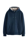 Next Kapuzenfleecejacke Teddyfell Reißverschluss (1-St) Dunkelblau/Blau/Hellblau