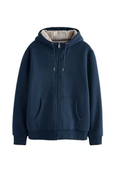 Next Kapuzenfleecejacke Teddyfell Reißverschluss (1-St) Dunkelblau/Blau/Hellblau