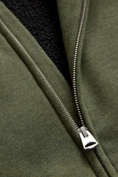 Next Kapuzenfleecejacke Teddyfell Reißverschluss (1-St) Dunkelgrün