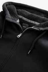 Next Kapuzenfleecejacke Teddyfell Reißverschluss (1-St) Schwarz