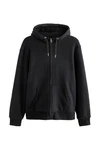 Next Kapuzenfleecejacke Teddyfell Reißverschluss (1-St) Schwarz