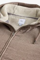 Next Kapuzenfleecejacke Teddyfell Reißverschluss (1-St) Braun/Lila/Grau/Beige