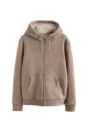 Kapuzenfleecejacke Teddyfell-Kapuzenjacke mit Reiverschluss (1-St)