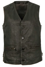 Lederweste Georgio - Herren Lederweste Lammnappa schwarz-beige antik