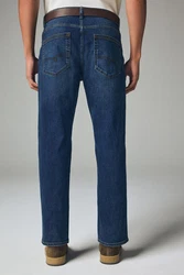 Next Straight-Jeans Authentische Straight Fit Jeans mit Gürtel Dunkelblau/Blau/Hellblau