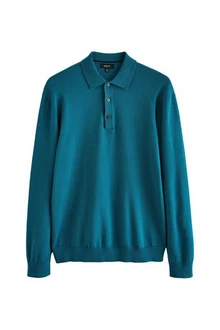 Next Polokragenpullover Langarm-Poloshirt Regular Fit