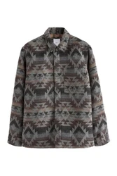Next Hemdjacke im Navajo-Stil mit Borgfutter Grau/Dunkelgrau