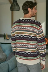 Next Rundhalspullover Regular Fit Norwegerpullover Mischfarben/Creme