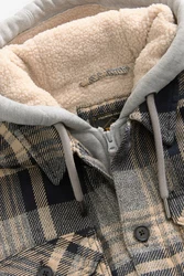 Next Hemdjacke mit Teddyfutter und Kapuze Hellblau/Beige/Creme/Blau/Braun