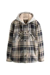 Next Hemdjacke mit Teddyfutter und Kapuze Hellblau/Beige/Creme/Blau/Braun