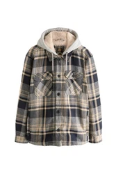 Next Hemdjacke mit Teddyfutter und Kapuze Hellblau/Beige/Creme/Blau/Braun
