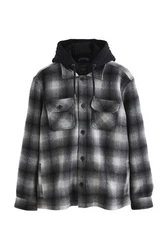 Next Hemdjacke mit Teddyfutter und Kapuze Karierte