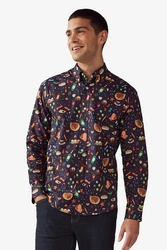 Next Langarmhemd mit Weihnachts-Print Dunkelgrau/Blau/Gelb/Grau/Creme/Mischfarben/Braun