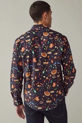 Next Langarmhemd mit Weihnachts-Print Dunkelgrau/Blau/Gelb/Grau/Creme/Mischfarben/Braun
