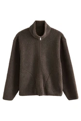 Next Fleecepullover mit Reißverschluss-Trichterkragen Braun/Grau/Khaki/Dunkelbraun/Dunkelgrün