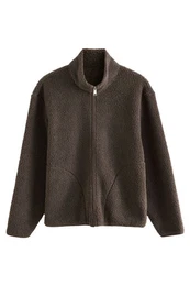 Fleecepullover Borg-Fleece mit Reiverschluss-Trichterkragen (1-tlg)