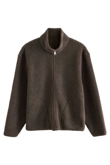 Next Fleecepullover mit Reißverschluss-Trichterkragen Braun/Grau/Khaki/Dunkelbraun/Dunkelgrün