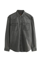 Next Jeanshemd Denim-Langarmshirt Dunkelgrün/Dunkelgrau/Grau/Khaki/Hellgrau
