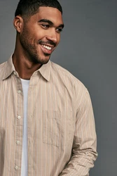 Next Langarmhemd Braun/Beige/Khaki/Weiß
