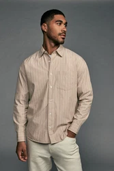 Next Langarmhemd Braun/Beige/Khaki/Weiß