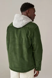 Next Hemdjacke mit Borgfutter und Kapuze (1-St) Dunkelgrün/Grün