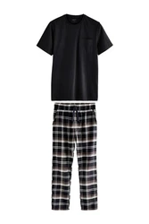 Next Pyjama Kurzärmeliger Schlafanzug (2 tlg) Schwarz