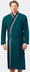 Hajo Bademantel Kimono Mantel Dunkelgrün