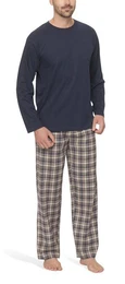 Pyjama Herren Schlafanzug mit Flanellhose