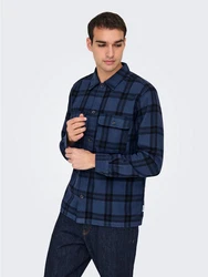 ONLY & SONS Langarmhemd ONSOLIVER Dunkelblau/Blau/Hellblau