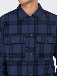 ONLY & SONS Langarmhemd ONSOLIVER Dunkelblau/Blau/Hellblau