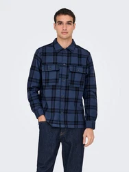 ONLY & SONS Langarmhemd ONSOLIVER Dunkelblau/Blau/Hellblau