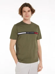 Tommy Hilfiger T-Shirt HILFIGER CHEST INSERT TEE Dunkelgrün/Khaki