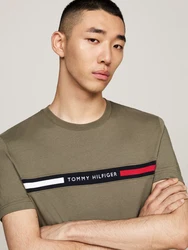 Tommy Hilfiger T-Shirt HILFIGER CHEST INSERT TEE Dunkelgrün/Khaki