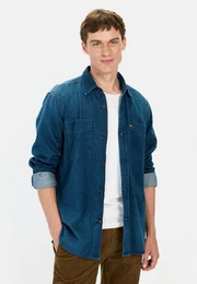Langarmhemd im Regular Fit aus Baumwolle Button-Down