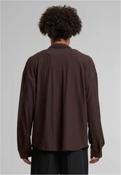 DEF Langarmhemd Cali Shirt Dunkelbraun/Braun/Grau