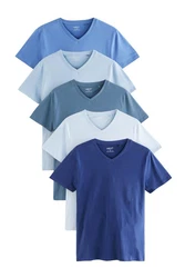 Next Unterhemd T-Shirts mit V-Ausschnitt V-Shirt (5er-Pack) Blau/Hellblau
