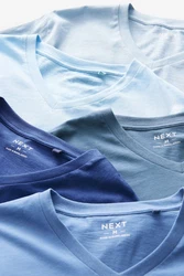 Next Unterhemd T-Shirts mit V-Ausschnitt V-Shirt (5er-Pack) Blau/Hellblau