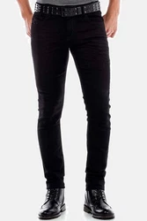 Cipo & Baxx 5-Pocket Jeans Straight Fit Schwarz/Bordeaux/Dunkelrot