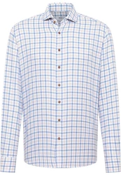 Eterna Langarmhemd MODERN FIT EASY IRON Hellblau/Blau/Gelb